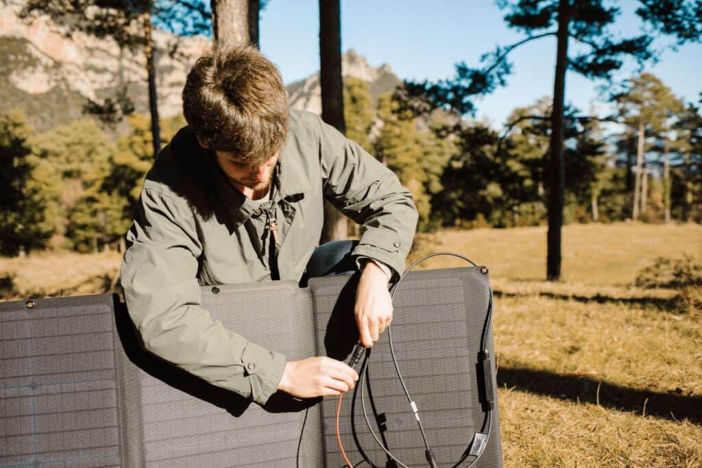 plugging in portable solar panels 3