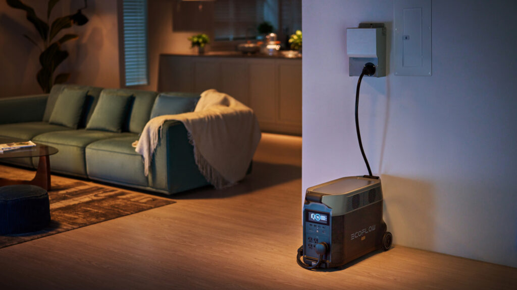 The EcoFlow DELTA Pro solar generator serves as a backup for your home during power outages.
