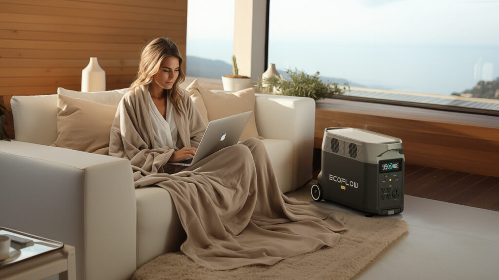 Use EcoFlow DELTA Pro to power your winter electric blanket enjoying your time at home