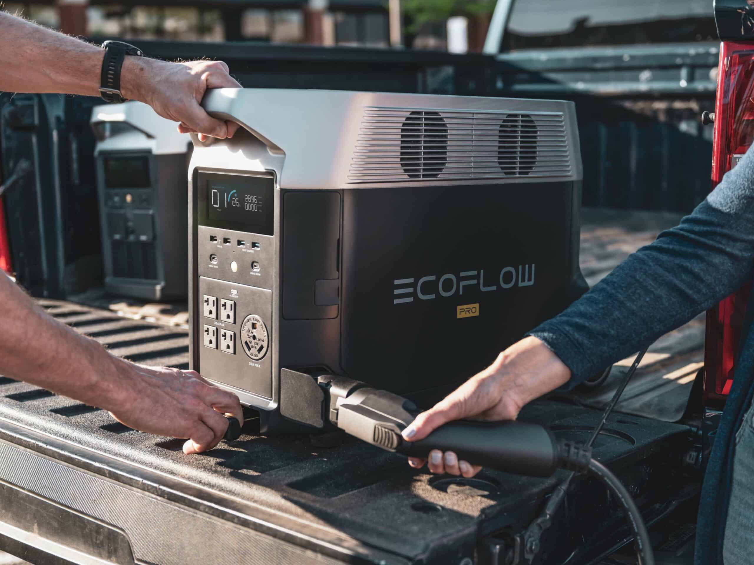 EcoFlow DELTA Pro recharging from an EV station